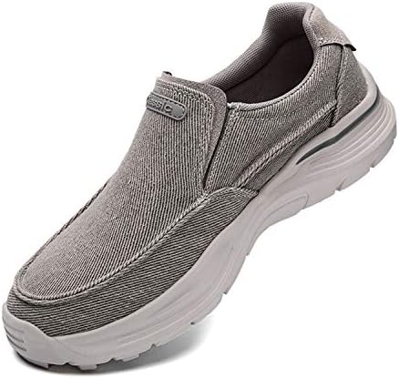 JAMONWU Mens Slip On Shoes Cloth Shoes Casual Loafers Walking Shoes Lightweight Outdoor Shoes (10.5 US,A_Grey)