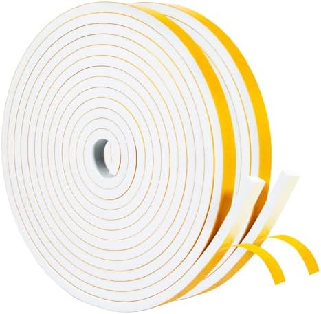 Yotache Dichtungsband Fenster 12 mm(B) x 6 mm(D) Dichtungsstreifen Super Klebrig Türdichtung Dichtband Klimaanlage Isolierband Flammhemmendes Dichtungsband (2 Rollen je 4M lang) We