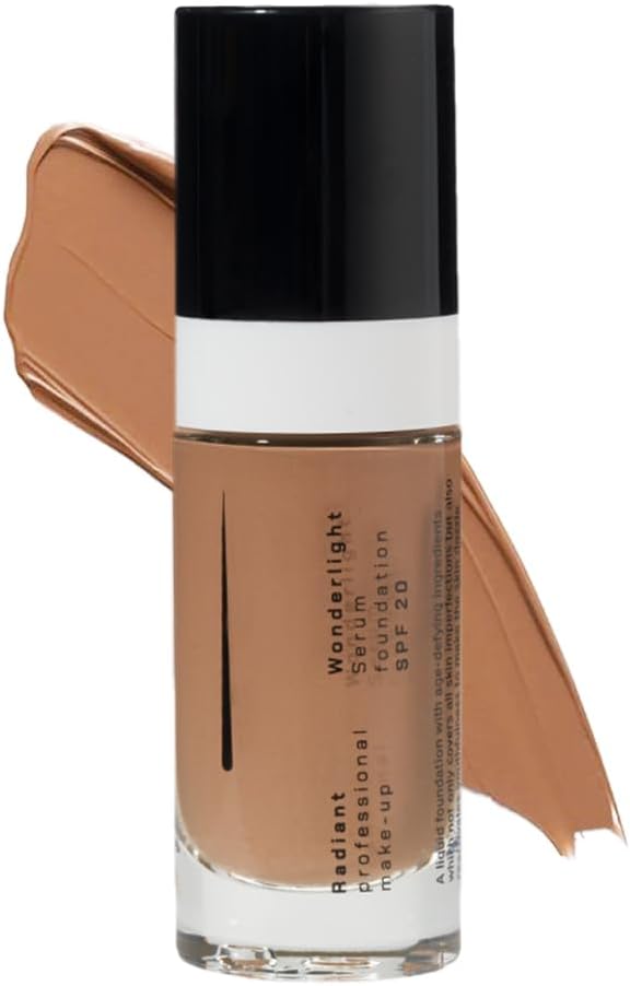 Radiant Professional Wonderlight Serum Lightweight Liquid Foundation Makeup SPF 20 - Alternative to Bronzer Powder - Color Corrector, Under Eye Concealer & Matte Eyeshadow Base-1.01 oz-Dark Beige(06)