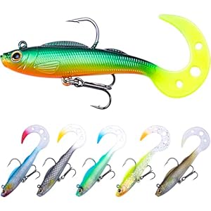 Soft Fishing Lures, Pre-Rigged Jig Head Swimbaits for Bass Fishing, 6Pcs Paddle Tail Swim Baits for Fishing Saltwater and Freshwater Trout, Walleye, Crappie