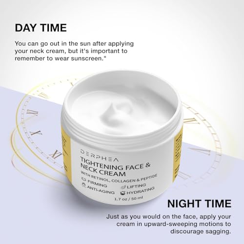 DERPHEA Neck Tightening Cream, Neck Firming Cream For Tightening and Firming, Fine lines, Loose & Sagging On Face, Decollete & Other Skin Areas - 1.7 OZ