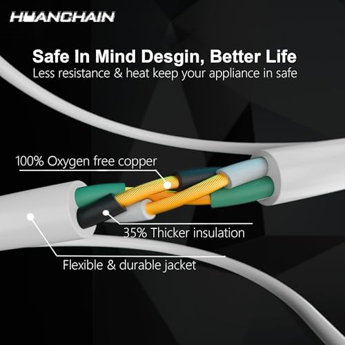 Image of HUANCHAIN Indoor Outdoor White Extension Cord 6 FT Waterproof 16 /3 Gauge (Pack of 2)