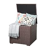 Patiorama 88 Gallon Wicker Deck Box, Indoor/Outdoor Storage Box for Patio Cushions, and Gardening Tools- Resin Rattan Patio Cushion Storage Bin, Brown