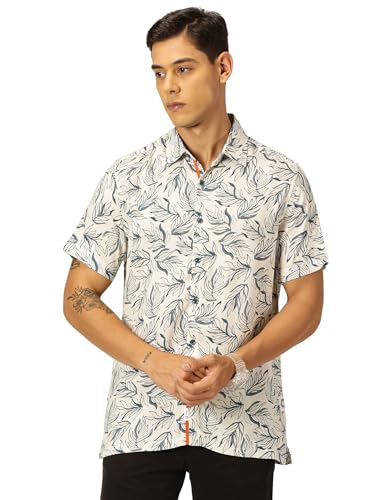 Image of Thomas Scott Men's | Printed | Half Sleeve | Regular Fit | Cotton Rayon | Spread Collar | Casual Shirt