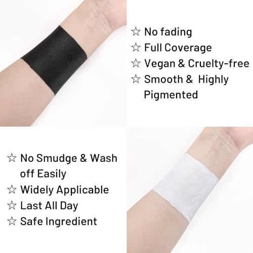 Image of BADCOLOR Black White Face Body Paint Stick Eye Black for Adults Softball Football Baseball Sports , Non-Toxic Hypoallergenic for Halloween SFX Makeup Cosplay Joker Costume Parties