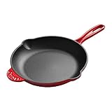 QTYQWC Pfanne Topf 25 cm emailliertes Gusseisen-Rund-Nicht-Schicht-Pfanne, unbeschichtete Bratpfanne Pfannkuchen-Pancake-Induktion Pot Pancake Pan Frying Pan (Farbe: rot) (rot)