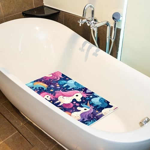 Tapis de bain licorne extra long antidérapant en PVC à ventouses