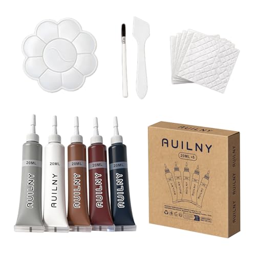 Auilny Leather Repair Kit for Furniture, Sofa, Jacket, Car Seats & Purse. Fix Tears, Scratches, Holes & Peeling on Genuine, Faux, Bonded.（5 Colors）