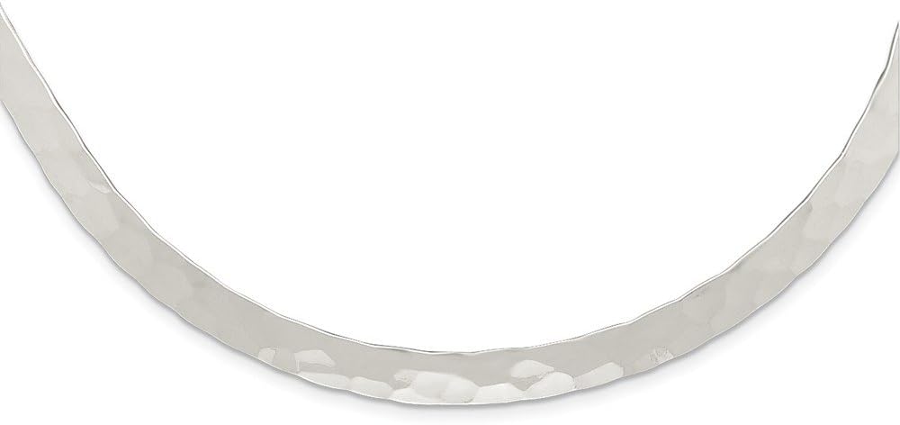 Sterling Silver Polished Hammered 6mm Neck Collar