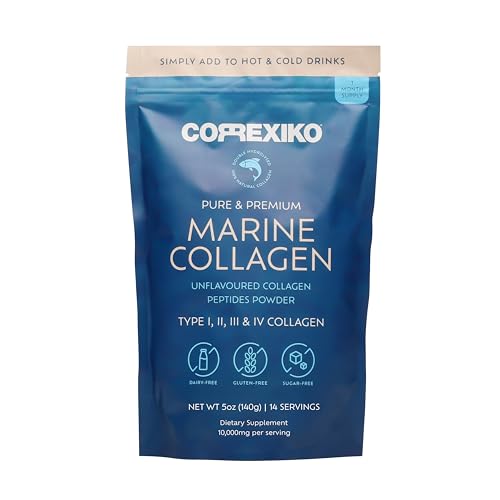 CORREXIKO Marine Collagen Powder Supplement Unflavored - Hydrolyzed Collagen Peptides per Serving - Formulated for Maximum Absorption - Hair, Skin & Nails - 5oz, 14 Servings