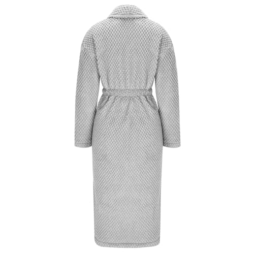 Mens Robe Fleece Shawl Collar Bathrobe Warm Long Robe Cozy Soft Spa Robes with Pockets Loungewear Sleepwear3