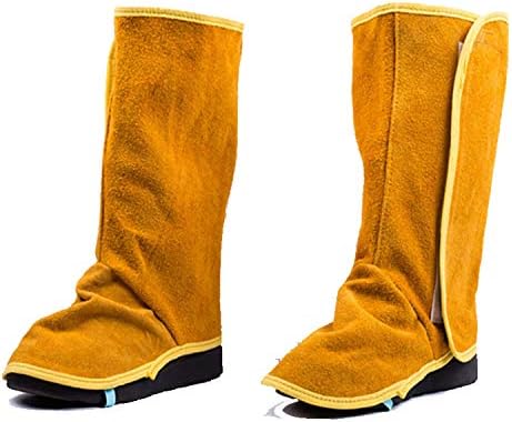 Leather Welding Spats, Fire Resistant Welding Boot & Shoes Covers, Heat and Abrasion Resistant Welder Working Protective Foot Covers, Welding Safety Shoes Protectors, Welding Gaiters