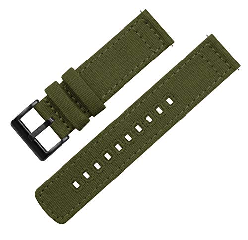 Image of Barton Canvas Watch Band (20mm) | Quick Release Premium Canvas Strap with PVD Black Buckle | Compatible with Classic & Smart Watches | Breathable, Comfortable, Durable - Army Green