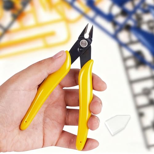 Image of Micro Wire Cutter 5-inch,Precision Flush Cut Nippers,Small Side Cutting Pliers for Jewelry,Electronics,3D Printing,Plastic Models,Yellow