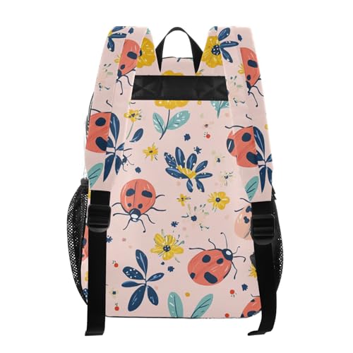 Kids PVC Clear Backpack Ladybugs Flowers Heavy Duty Multi-pockets Large Capacity Transparent See Through Bookbag for School Travel Sport Work3