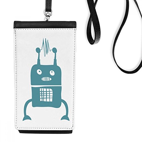 Téléphone Noir Porte-Monnaie Suspendu en Faux Cuir Imprimé Alien Espace Galaxie