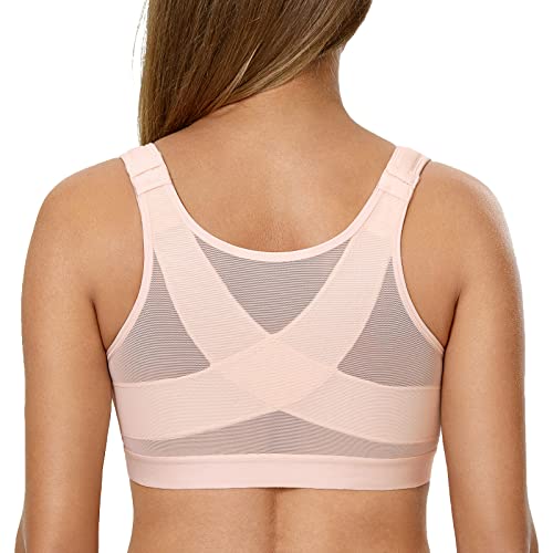 Image of DELIMIRA Women's Front Closure Posture Wireless Back Support Full Coverage Bra