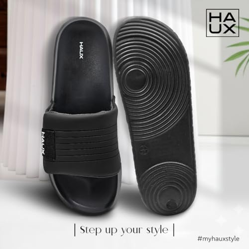 Image of HAUX Men's Classic Ultra Soft Sliders, Comfortable, Lightweight, Stylish, Anti-Skid, Waterproof, Everyday Flip Flops for Gents and Boys