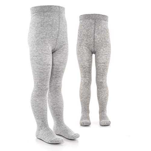 LaLoona Lot de 2 collants pour bébé et enfant - Taille large et coton -  Gris -  0-3 mois