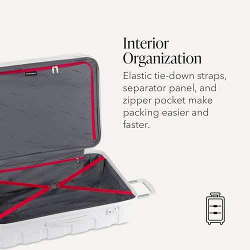 Image of SwissGear 7366 Signature Hardside Expandable Luggage with Spinner Wheels, TSA Lock, White, Checked-Large 27-Inch