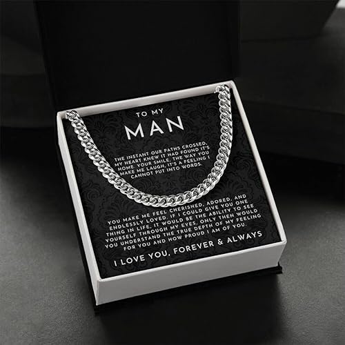 I Love You Gifts For Him Husband Boyfriend Sentimental Gifts From Wife Girlfriend To My Man Birthday Gift Ideas Cuban Link Chain Necklace Jewelry For Anniversary Christmas Valentines Day3