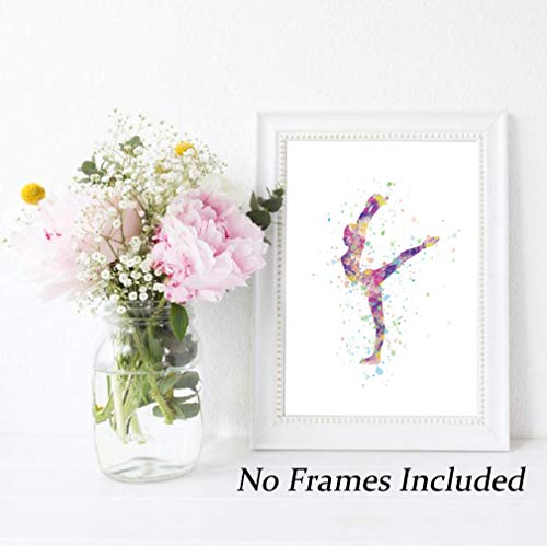 Image of CHDITB Unframed Abstract Girl Gymnastics Wall Art Print,Sporting Silhouette Poster,Set of 3(8 inch x10 inch ) Canvas Exercise Gyming Beam Posters for Girls Gymnasts Bedroom Nursery Decor