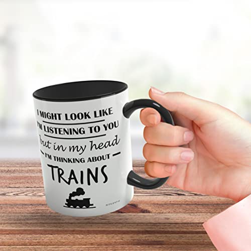 Stuff4 Steam Train Gifts for Men, in My Head I'm Thinking About Trains Mug - Image 3