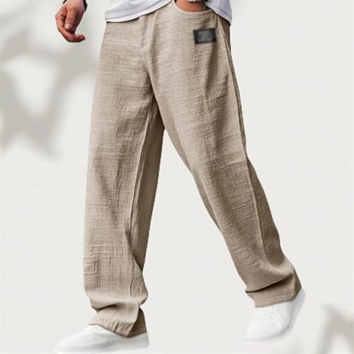 Mokaloha Mens Pants, Pacificozy Men's Casual Fabric Embroidered Logo Drawstring Loose Elastic Waist Pocket Trousers4