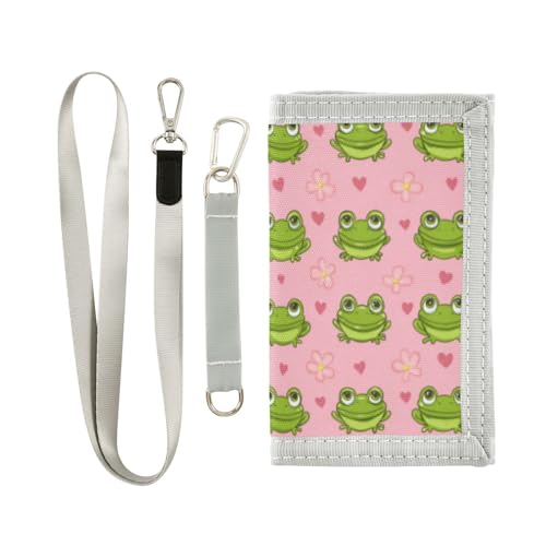 Wusikd Cartoon Frogs Kids Wallet for Boys Girls Green Color Toddler Trifold Wallet Novelty Wallet for Teens Women Men
