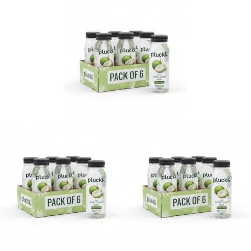Image of Pluckk 100% Pure and Natural Tender Coconut Water - Pack of 18 (200mL Each) | Enriched with Electrolytes, Vitamins & Minerals | No Added Sugar | No Concentrates | 1200mL
