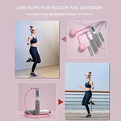XIANGFATS Cuerda Saltar Cuerda de Gimnasio Saltando la Cuerda de Salto de la Cuerda de la Cuerda sin Cables para Adultos Equipos de Fitness portátiles con Contador Digital (Color : Green)