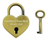 Liebes Vorhängeschlösser im ausgefallenen Herz Design dank individueller Wunschgravur eine tolle und persönliche Geschenkidee Lieferumfang: 1 Vorhängeschloss, 1 Schlüssel, 1 Schmuckbeutel