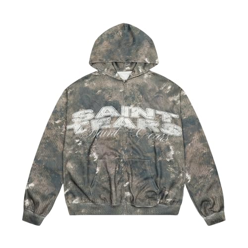 Image of Vintage Saint Men's Jacket with Distressed Washed Design, Metal Zipper With Pockets for Your Stylish Look