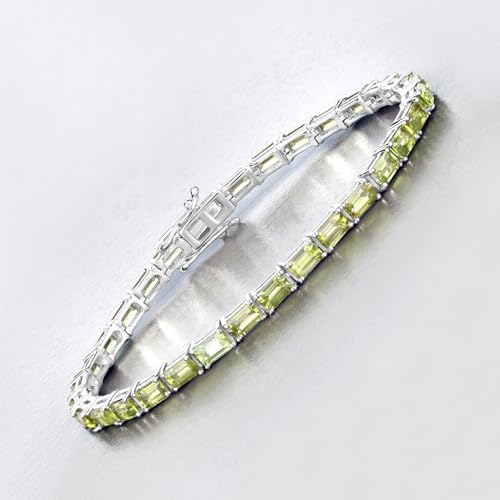Natural Peridot Tennis Bracelet For Women Sterling Silver 8.68 Carats Green Tennis Bracelet Peridot Jewelry For Women - August Birthstone Jewelry Gift For Her3