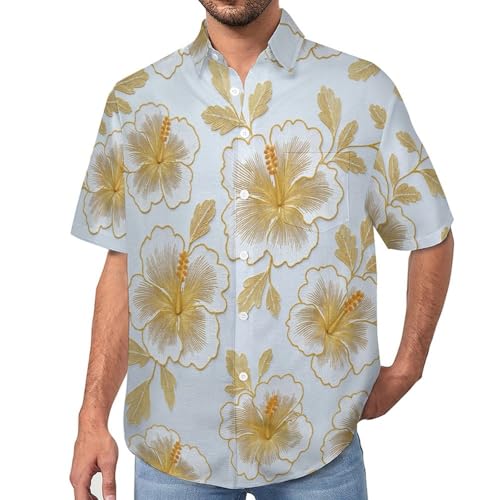 Chemise hawaïenne aloha pour hommes à imprimé fleur d'hibiscus 3D
