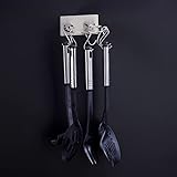 YURINJEE Küchenhaken, Ohne Bohren Küchenreling, Hängeleiste Pfannehalter mit 8 Abnehmbaren Haken, für Küchenhelfer Kochzubehör Küchenutensilien