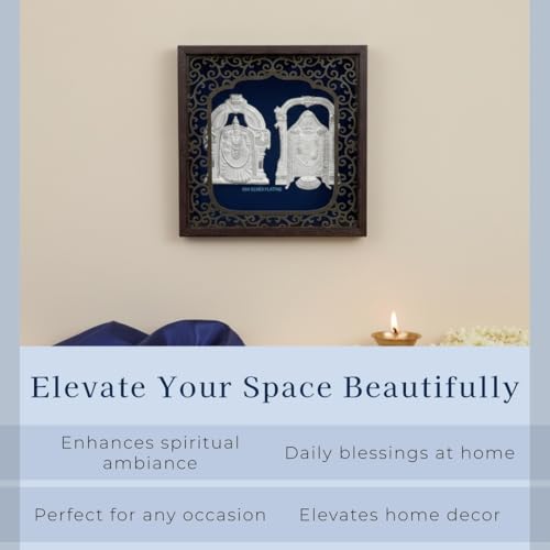 Image of Silver Plating Padmavati Balaji Frame | Divine Home Decor | Wall MountFrame for Gift, Wooden Square PhotoFrame for Temple, Office Desk | hangingframe (6.50 inch x 6.50 inch Inch)