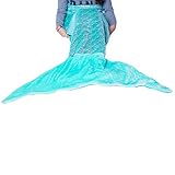 PixieCrush Mermaid Tail Blanket For Teenagers/Adults & Kids Thick, Plush Super Comfy Fleece Snuggle Blanket With Double Stitching, Keep Feet Warm (Large, Shiny Green)