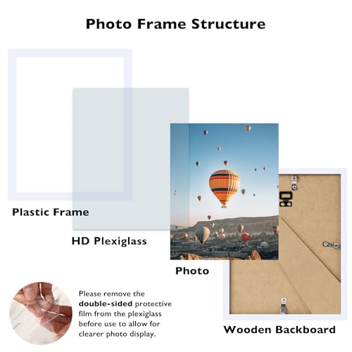 Image of JCJMY 8.5x12 Picture Frame White for Wall Hanging or Tabletop, Wall Mounting Horizontally or Vertically, 8.5 x 12 Wall Gallery Poster Photo Frame with Shatter Resistant Plexiglass, White