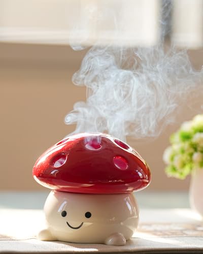 Smily Face Incense Cone Holder Cute Mushroom Incense Cone Burner Unique Gifts for Women Men