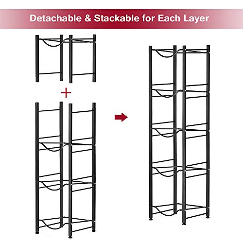 5-Tier Water Bottle Holder Cooler Jug Rack, 5 Gallon Water Bottle Storage Rack Detachable Heavy Duty Water Dispenser Accessory Water Jug Holder Stainless Steel with Black Baking Varnish