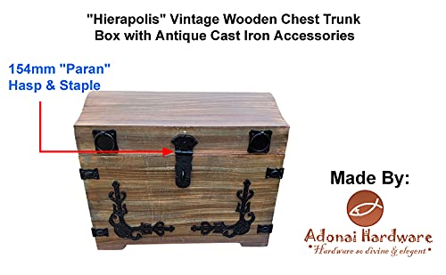 Image of Adonai Hardware inchParan inch Heavy Duty Antique Cast Iron Safety Locking Hasp and Staple(6 inch x 4 Pack, Matte Black) for Vintage Pirates Treasure Chest, Trunks, Wooden Jewelry Box, Cases, Furniture and Sheds