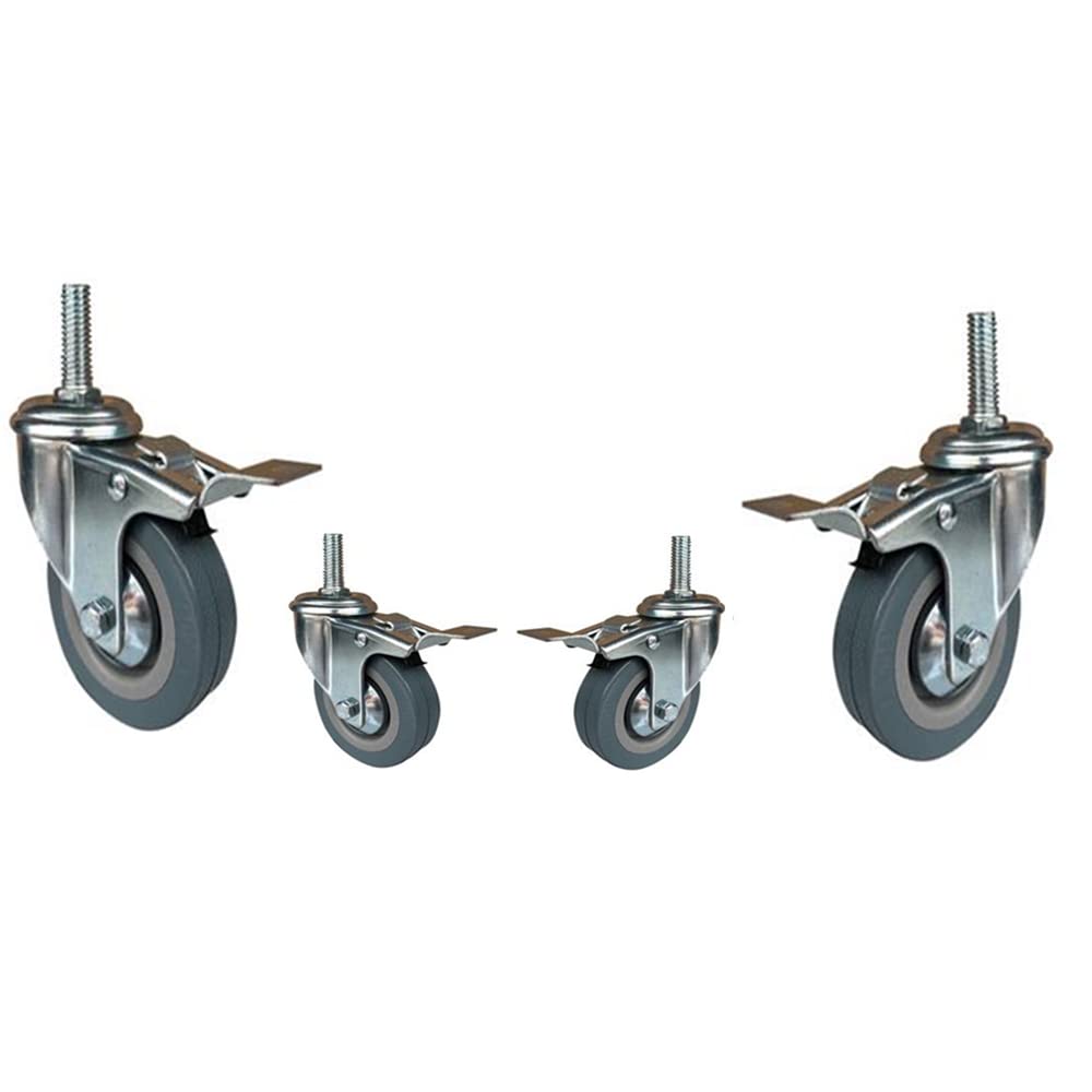 GYEQXKT Heavy Duty Wheels M10/M12 Swivel Casters with Brakes Industrial Transport Cart Wheels (4-Pack 75mm M12) -& Reliable for Heavy Loads