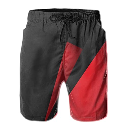 Short de bain homme respirant rouge et noir men's swimming trunks réglable léger