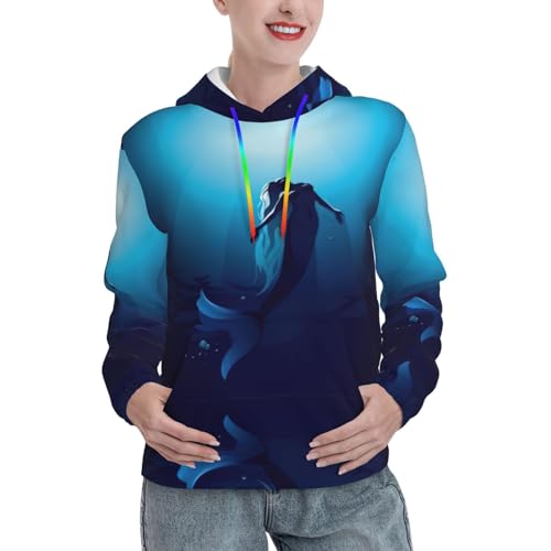 Sweat à capuche femme sirène bleue vêtement chaud hiver et mi-saison confortable