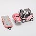 CRAFTLZ Mini Remote Control Forklift Truck for Adults, 1/64 Scale Alloy RC Forklift Truck with Wireless Controller, Cargo Hook, Forks and Pallet (Pink)