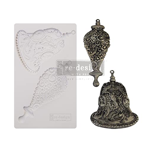 Redesign with Prima Redesign Furniture Decor Moulds Silver Bells 5x8 8Mm Thickness 655350646141 for Funiture Dresser Chocolate Cake Candy Backery Soap Polymer Clay earthen Clay hot Glue