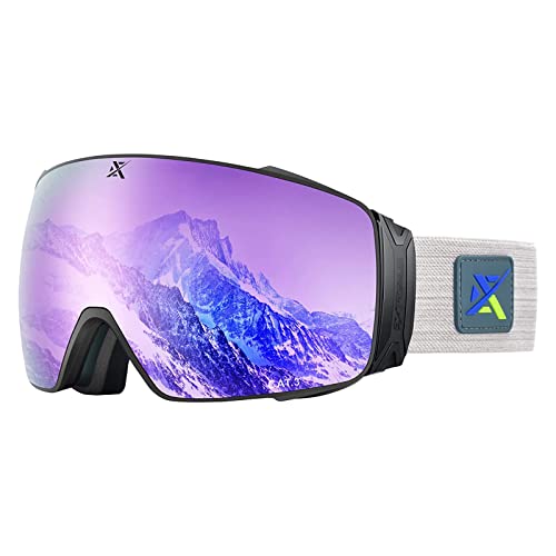 Extremus Cornice Ski Goggles, Otg Snow Sports Goggles, Wide View Snowboard Snow Goggles For Men & Women, Matt Black Frame, Cherry Pink Lens #TOP5