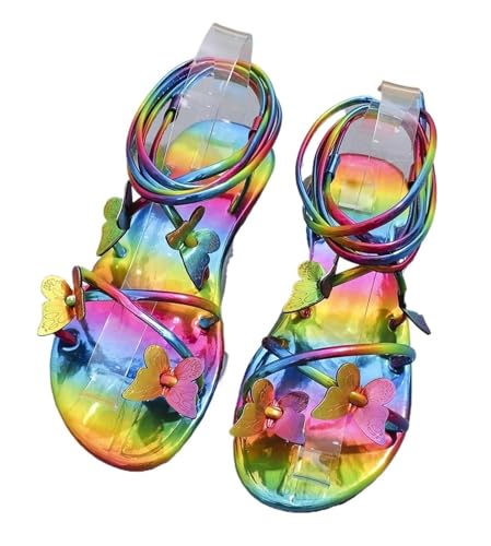 Women's Shoes Women's Sandals Flat Beach Shoes Cross Strap Colorful Round Head Casual Summer
