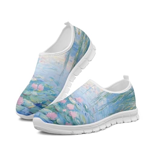 Image of Floral Sneakers for Women Colorful Art Shoes for Women Slip On Casual Work Shoes